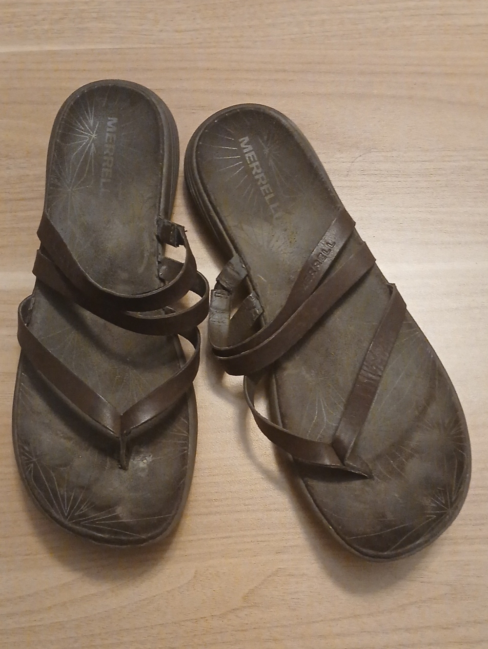 Merrell "Bracken" Multi-Strap Leather  Slide Sandals in Size 11